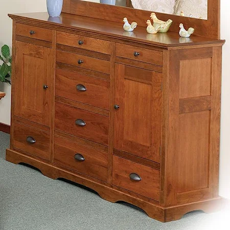 9-Drawer Triple Dresser with 2 Doors